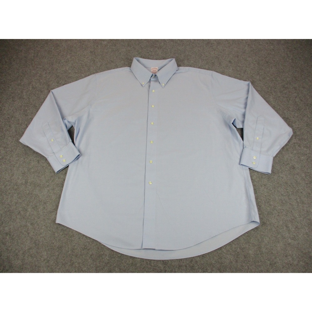 Brooks Brothers Shirt Mens 18 35 3XL Blue Button Down Long Sleeve Twill Non-Iron